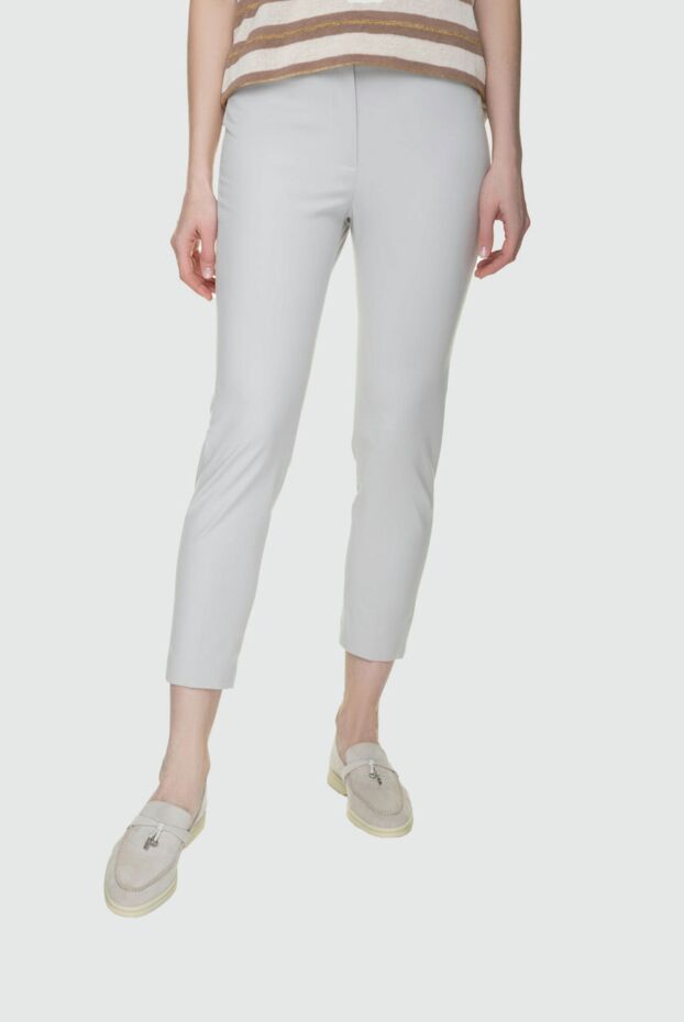 Peserico white cropped trousers with a zipper and hooks women's 157117 - photo 3