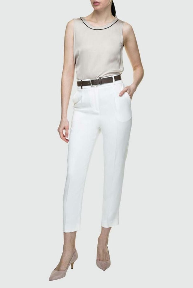 Peserico женские брюки из вискозы белые женские купить с ценами и фото 157134 - фото 2