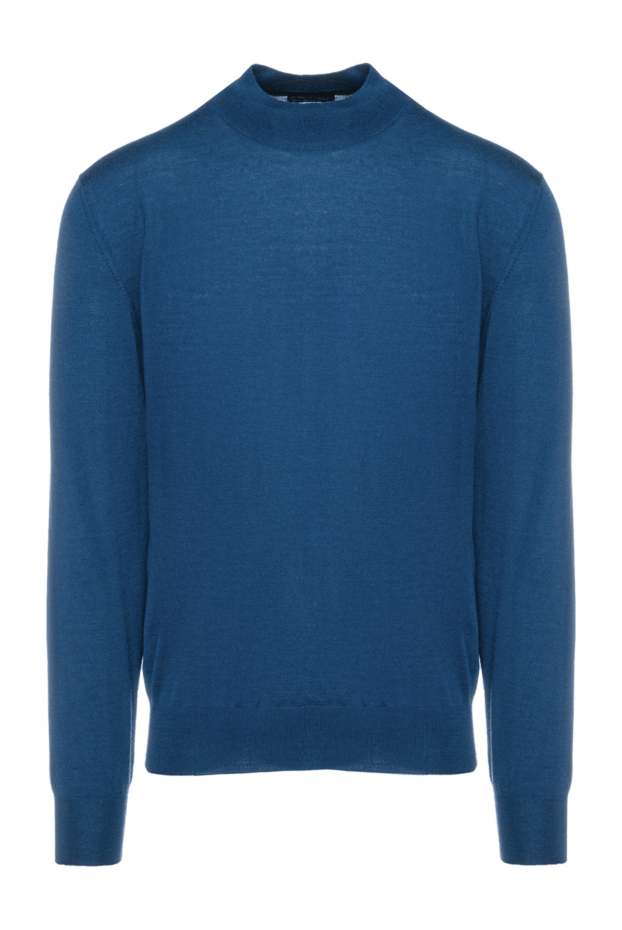 Cesare di Napoli man men's jumper with a high stand-up collar, cashmere and silk, blue buy with prices and photos 157142 - photo 1