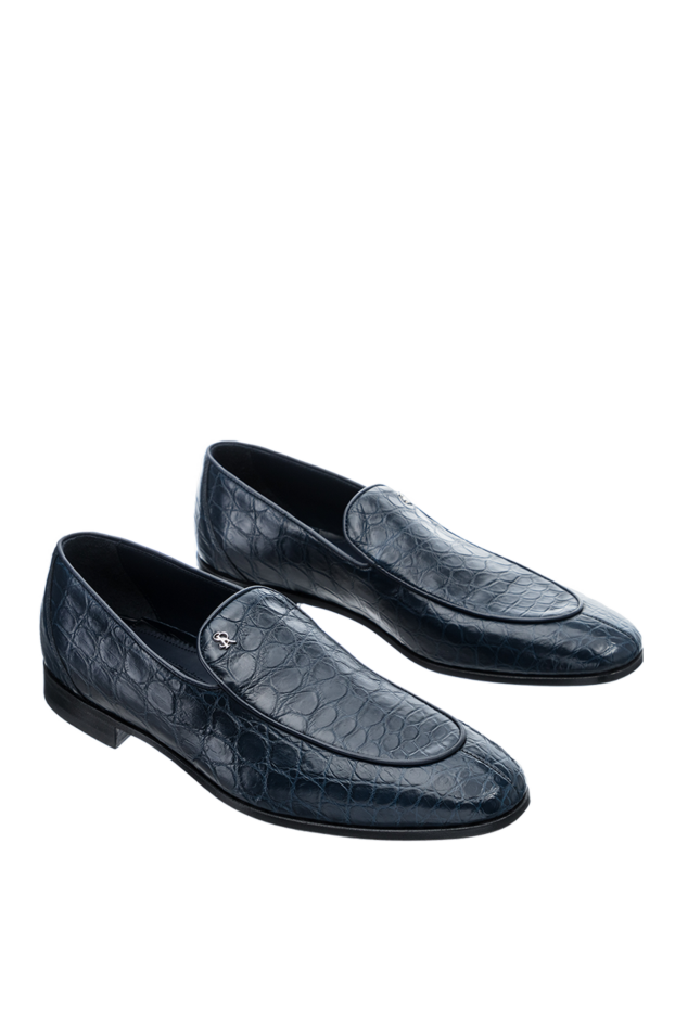 Stefano Ricci dark blue genuine crocodile leather loafers 157220 - photo 3