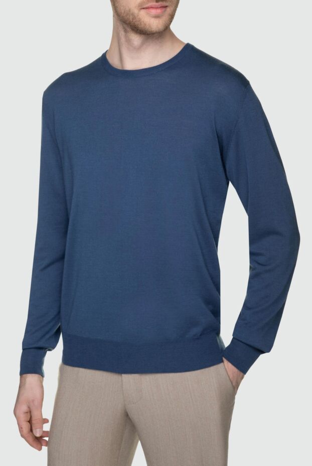 Cesare di Napoli man cashmere, silk and wool jumper blue for men buy with prices and photos 157253 - photo 2