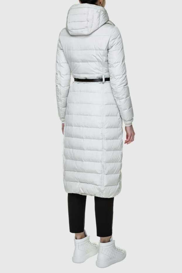 Moorer white long down jacket with hood and black belt 157301 - photo 3