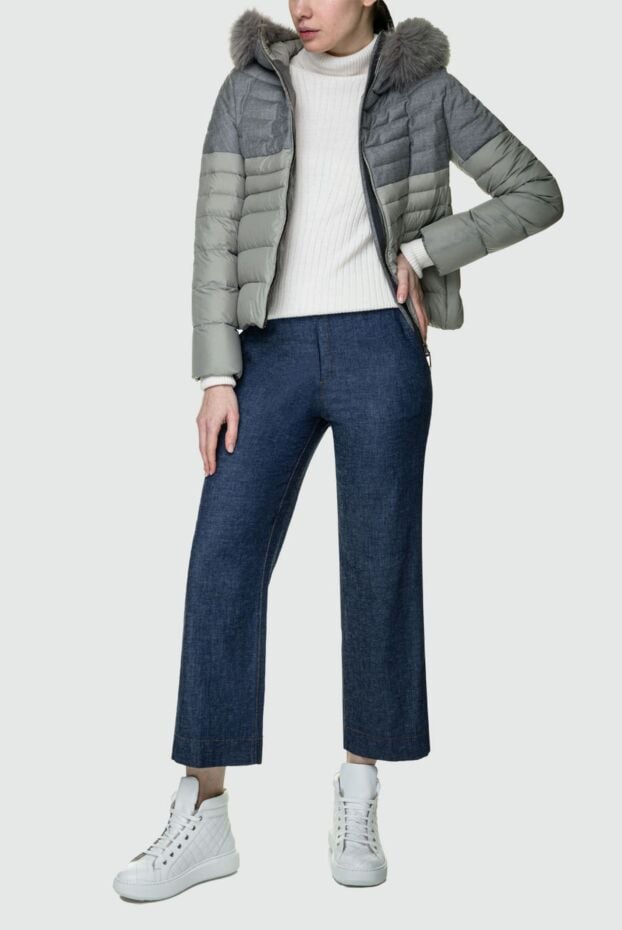 Moorer combined down jacket in shades of grey with fur trim 157304 - photo 2