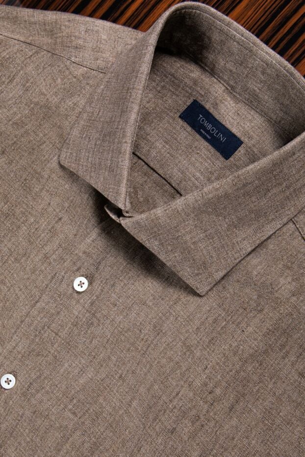 Tombolini linen shirt, plain, straight, warm coffee tone 157338 - photo 2