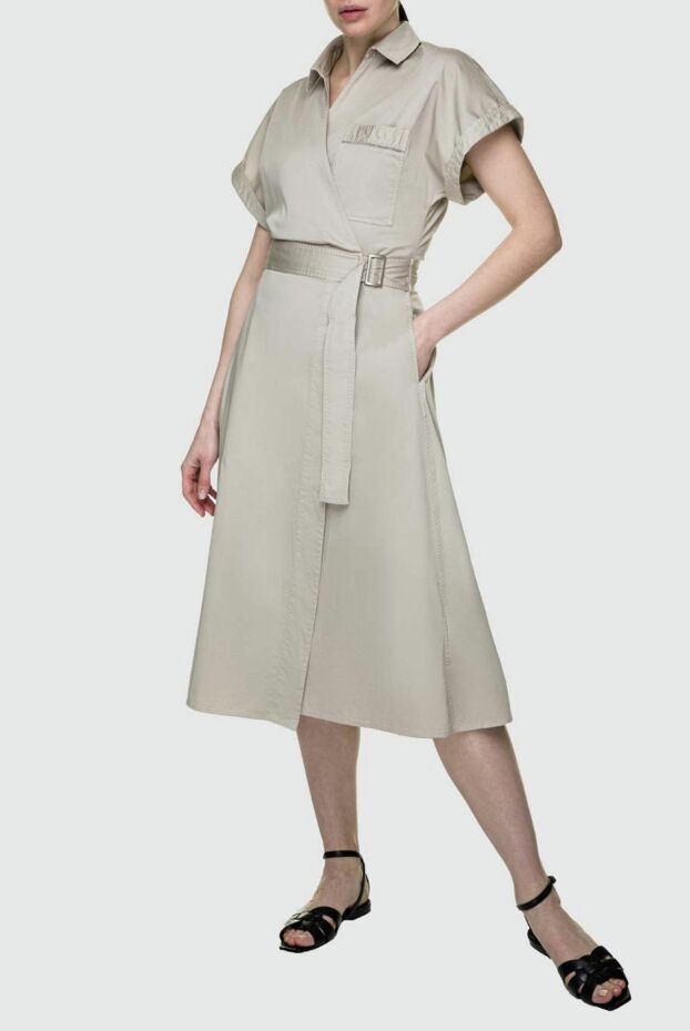 Panicale shirt-style dress in beige cotton with belt and patch pocket 157350 - photo 3