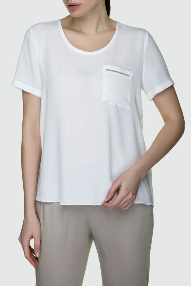 Panicale white womens t-shirt with pocket decor 157353 - photo 3