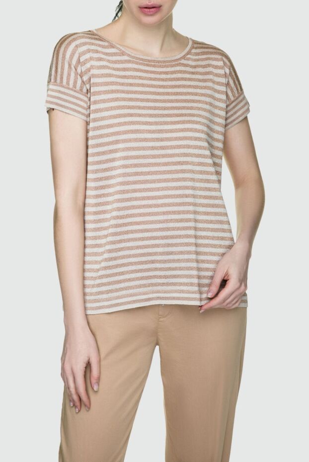 Panicale beige womens loose-fit striped t-shirt 157356 - photo 3