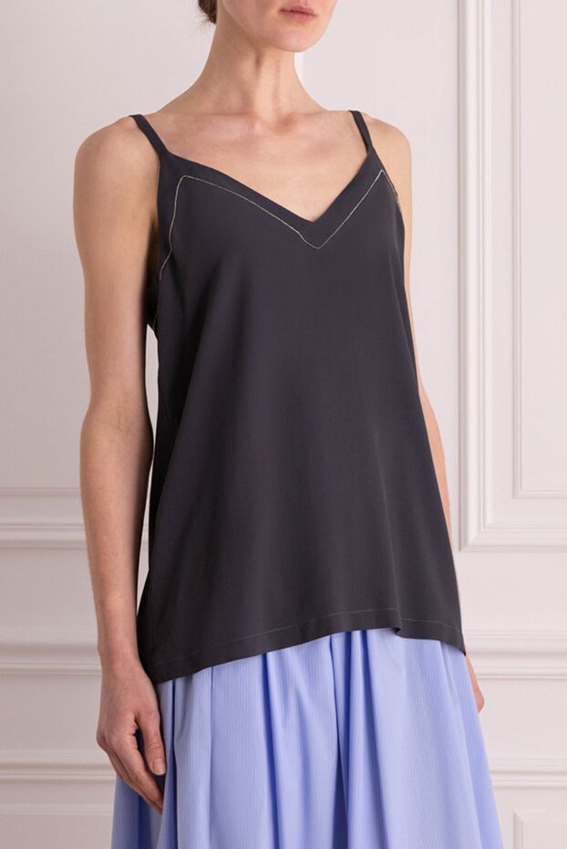 Panicale gray acetate and silk top for women 157357 - photo 3