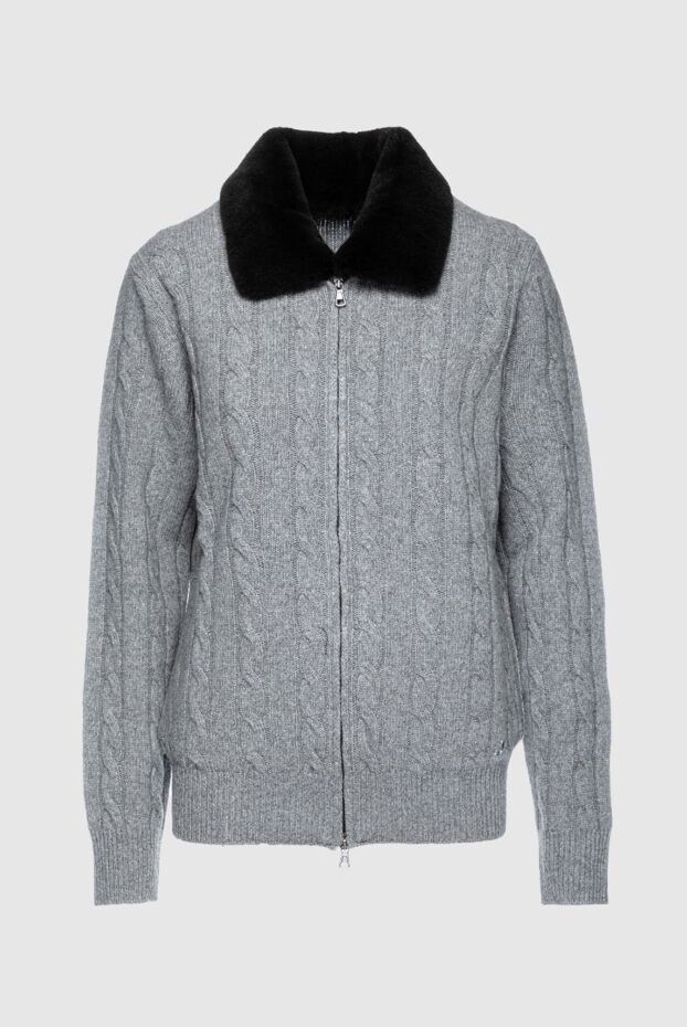 Tombolini man men's cardigan made of wool and natural fur, gray buy with prices and photos 157395 - photo 1