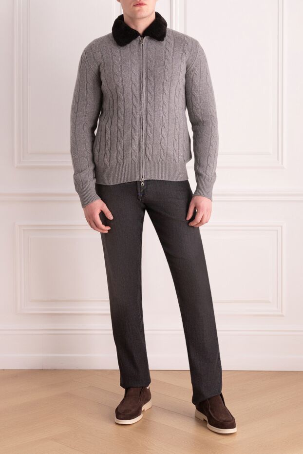 Tombolini man men's cardigan made of wool and natural fur, gray buy with prices and photos 157395 - photo 2