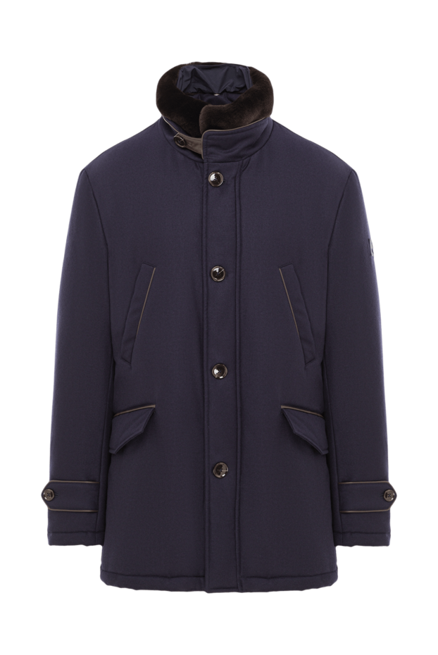 Tombolini men's blue coat with fur collar 157408 - photo 1