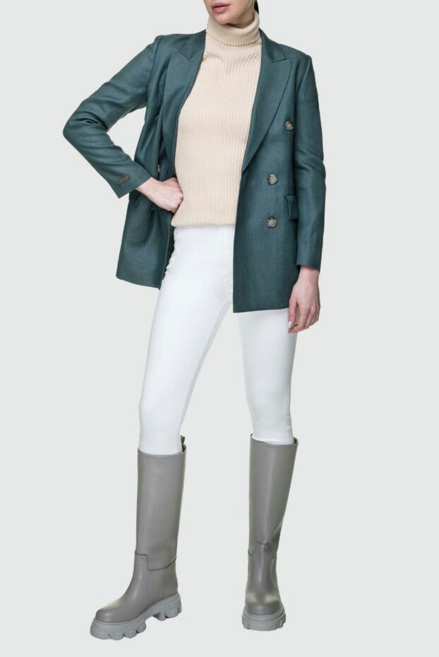 Women's cotton white fitted jeans - photo 2