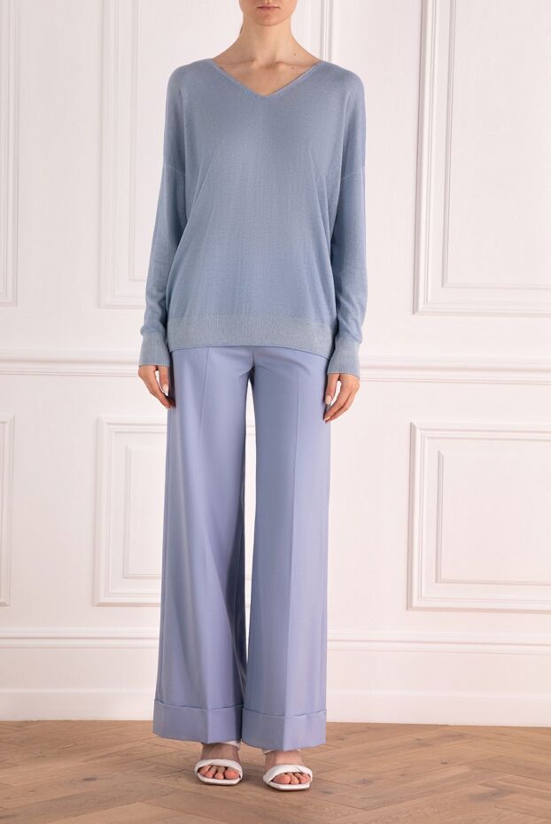 Gran Sasso woman blue cashmere jumper for women buy with prices and photos 157505 - photo 2