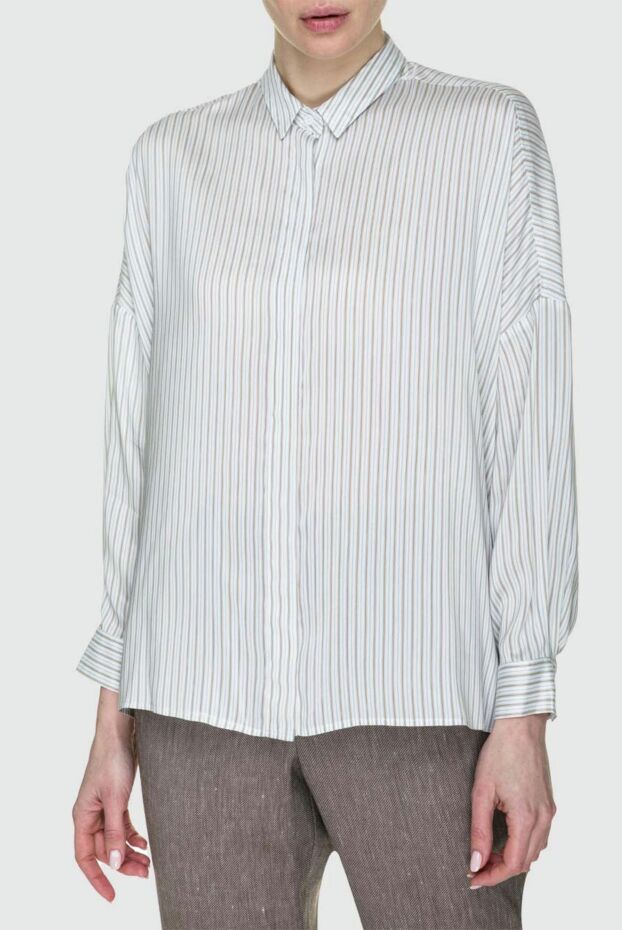 Peserico women's classic striped shirt-blouse white 157552 - photo 3