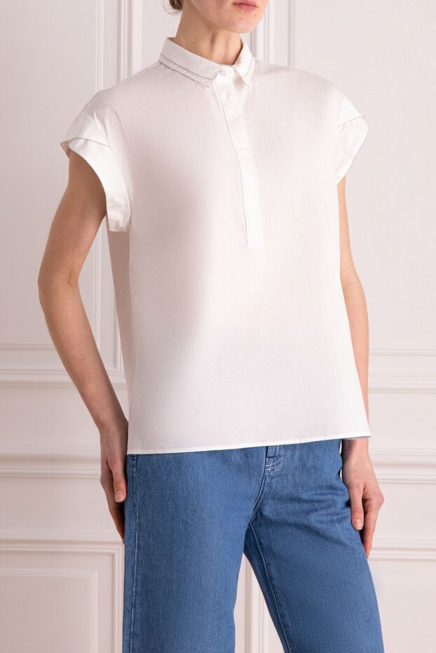 Peserico women's blouse with short sleeves white 157560 - photo 3