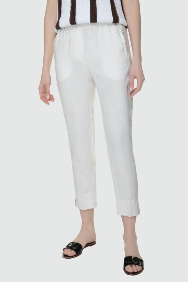 Peserico women's white linen pants 157565 - photo 3
