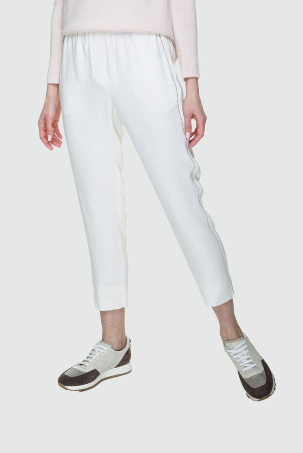 Peserico women's white high-rise pants with pockets 157566 - photo 3