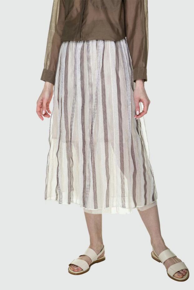 Peserico women's beige midi skirt with stripes 157568 - photo 3