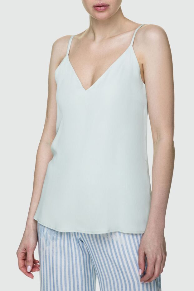 Erika Cavallini blue acrylic and silk top for women 157632 - photo 3