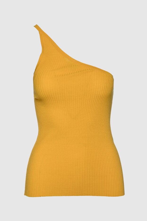 Erika Cavallini women's yellow one-shoulder knit top with a small ribbed pattern 157636 - photo 1