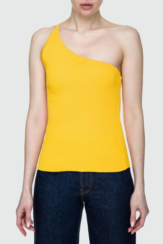 Erika Cavallini women's yellow one-shoulder knit top with a small ribbed pattern 157636 - photo 3