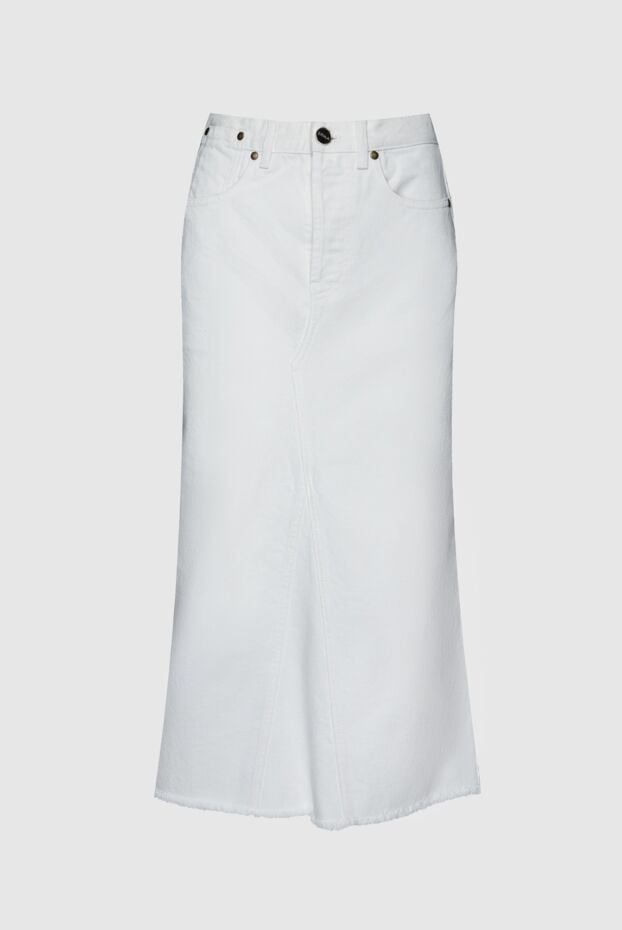 Erika Cavallini white denim midi skirt with decorative seams and raw hem 157637 - photo 1