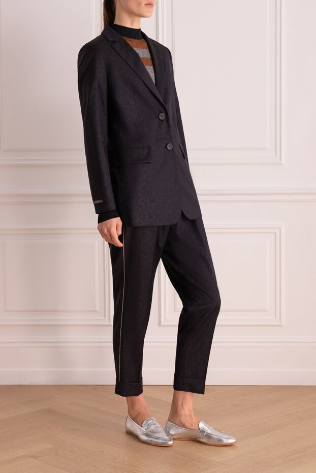 Peserico blue wool and polyester trouser suit for women 157644 - photo 3