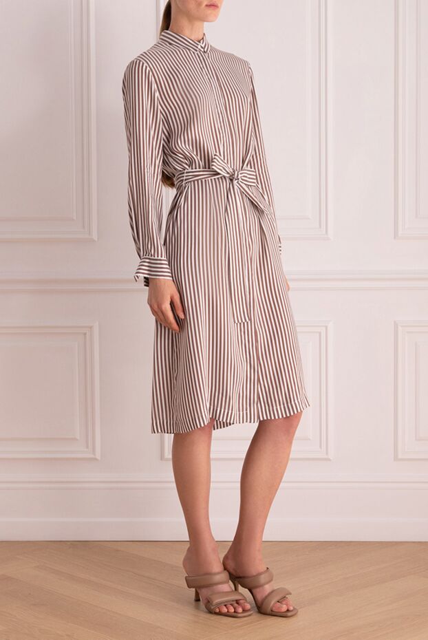 Peserico brown viscose and silk dress for women 157645 - photo 3