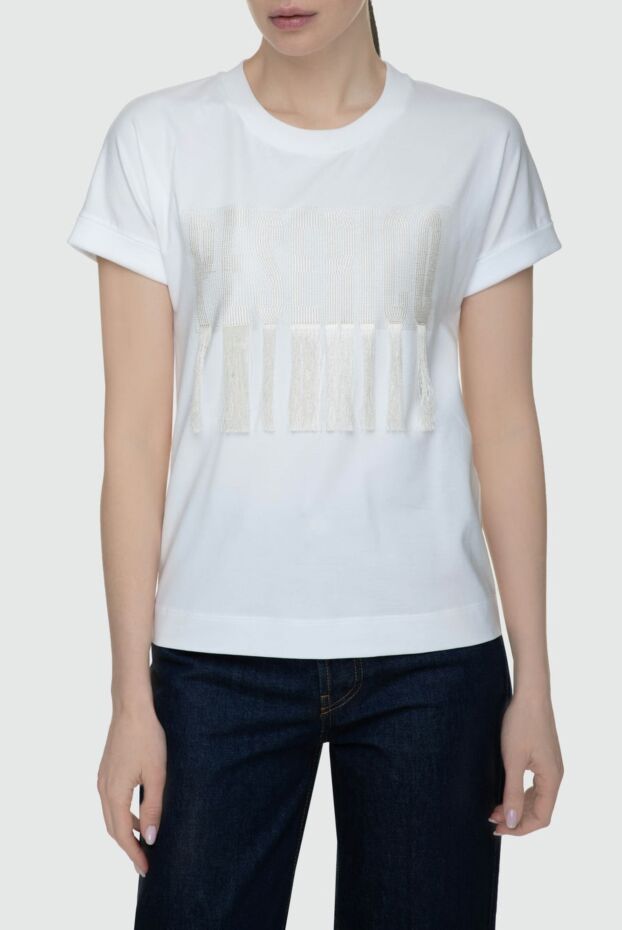 Peserico white womens t-shirt with a logo applique 157650 - photo 3