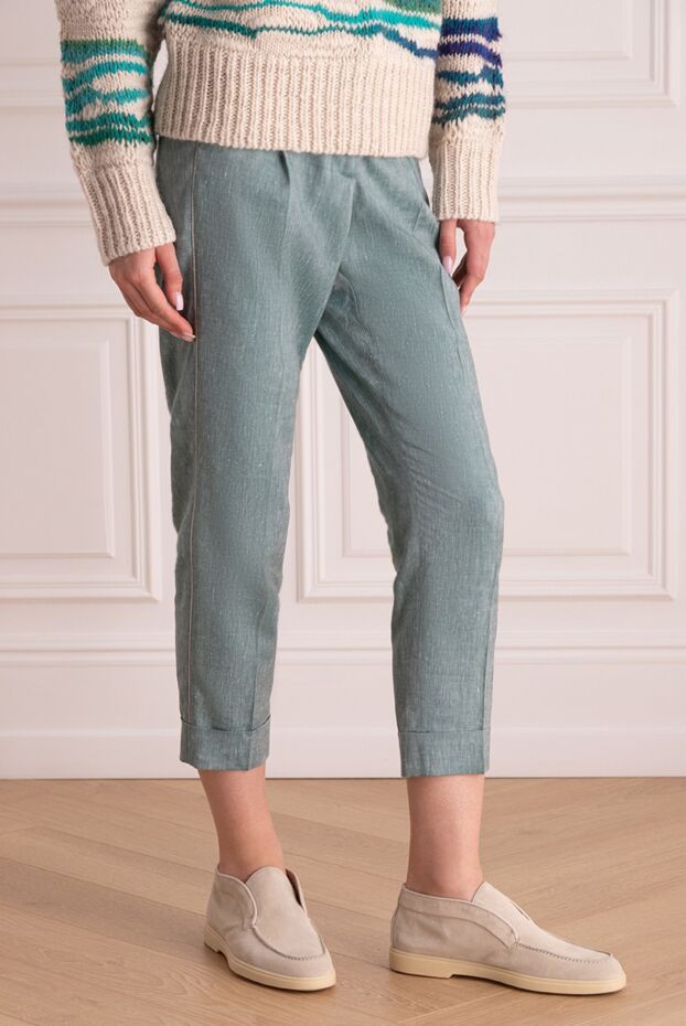 Peserico green linen and wool pants for women 157654 - photo 3