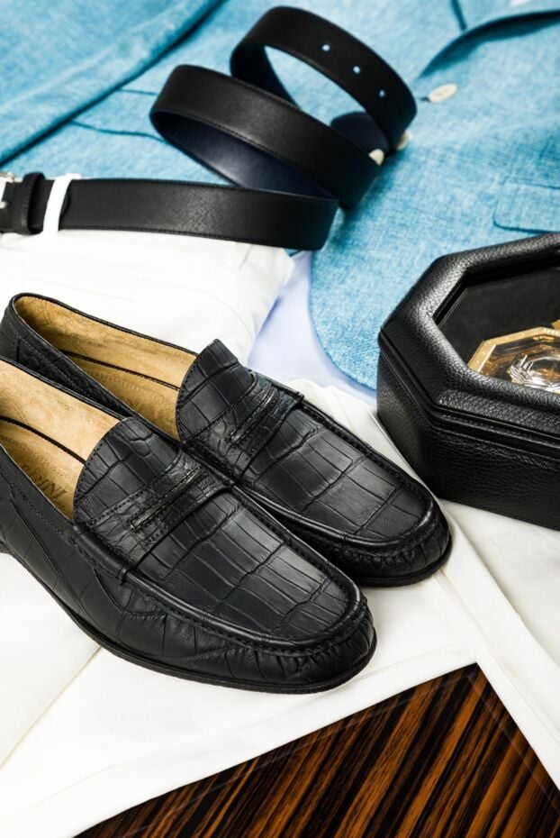 Tardini men's black alligator leather driver loafers 157679 - photo 2