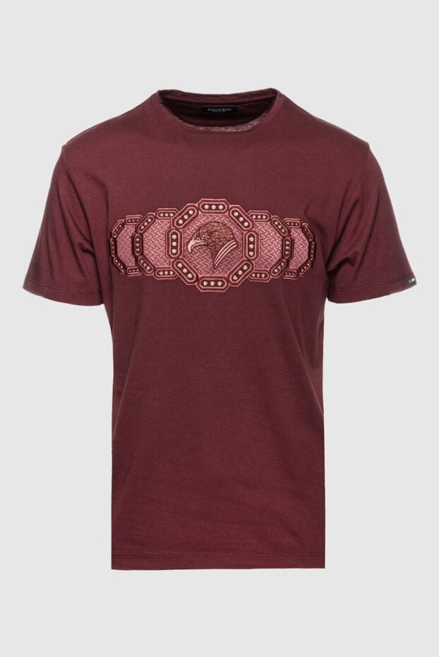 Stefano Ricci brown cotton and modal t-shirt with a decorative chain and embossed logo 157702 - photo 1