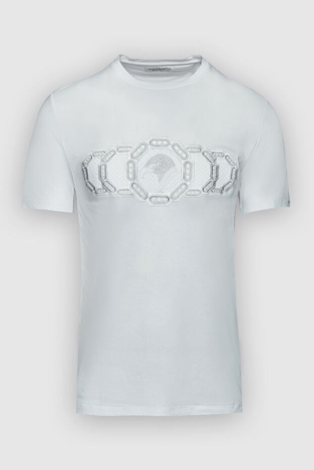 Stefano Ricci light-colored cotton and modal t-shirt with a textured logo on the chest 157706 - photo 1
