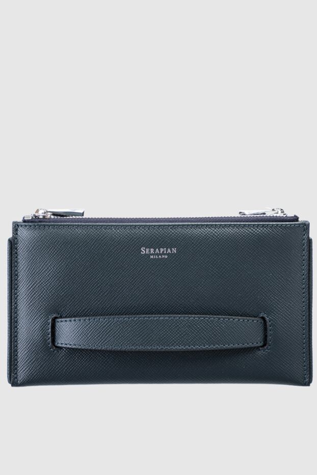 Serapian mens blue leather clutch evoluzione with three compartments and a securing handle 157756 - photo 1