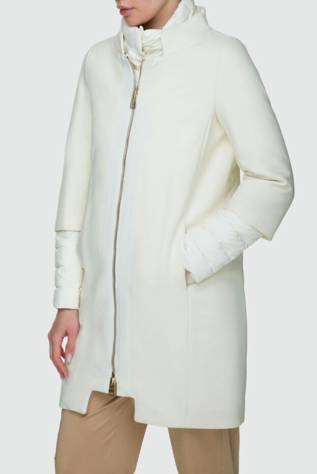 Herno women's white quilted coat with zipper and contrasting inserts on sleeves 157776 - photo 3