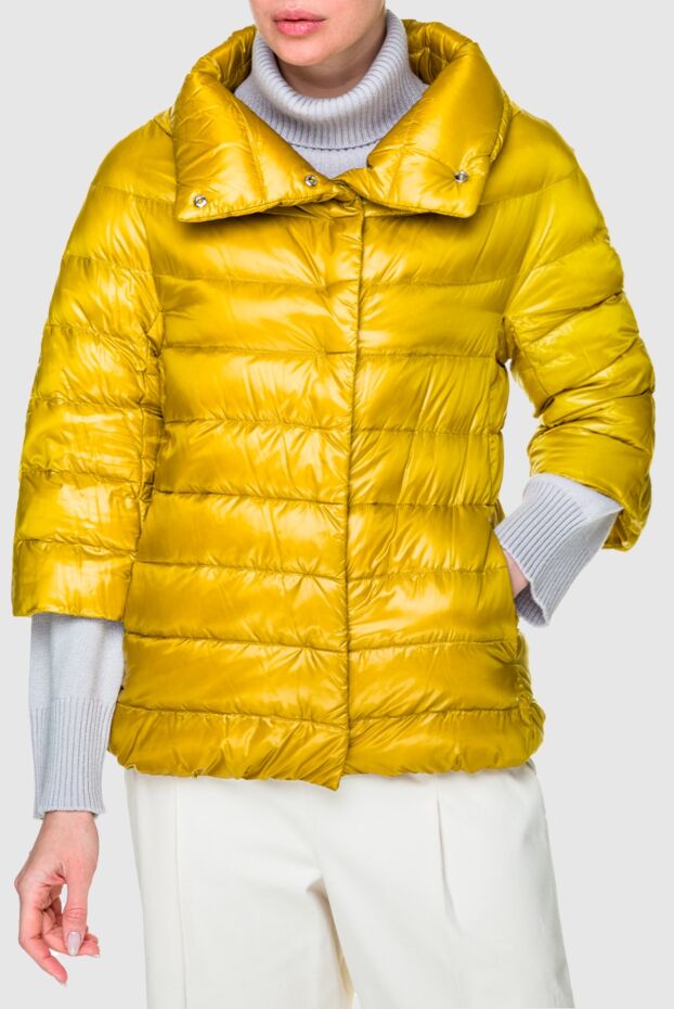 Herno women's down jacket golden yellow with metallic effect and high collar 157790 - photo 3