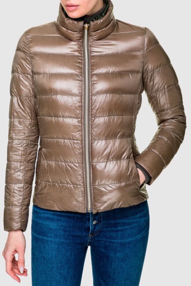 Herno women's double-sided down jacket green-brown with patent texture 157792 - photo 3