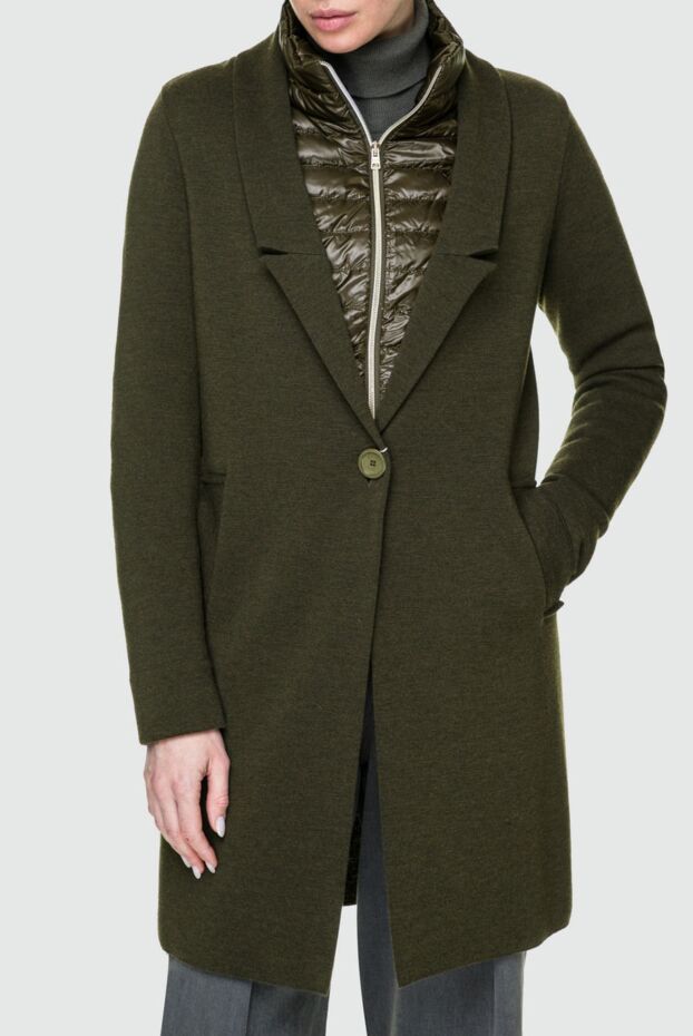 Herno green wool and polyamide coat for women 157806 - photo 3