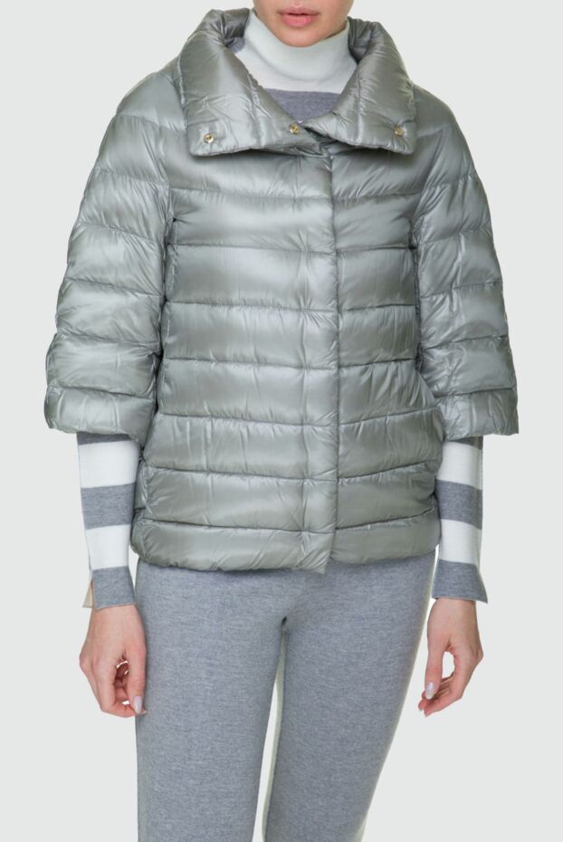 Herno women's gray down jacket with three-quarter sleeves and a high collar 157817 - photo 3