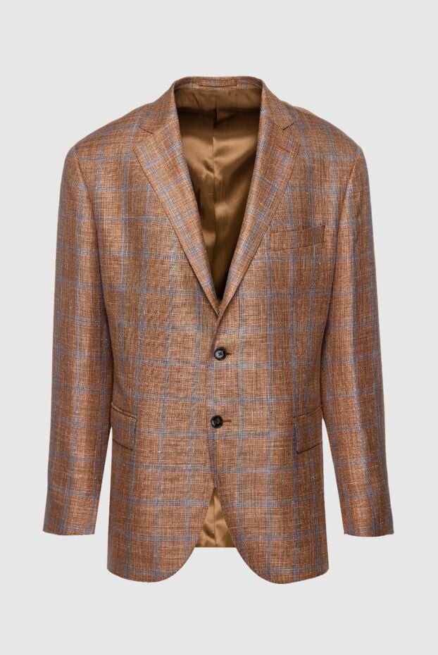Lubiam summer jacket with a checkered pattern made of a blend of wool, silk and linen 157879 - photo 1