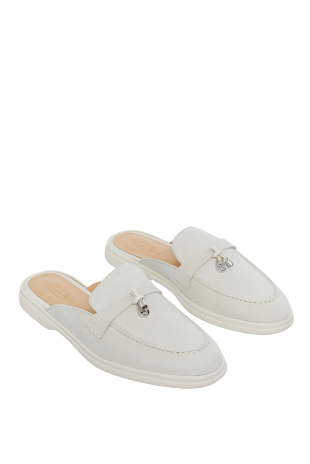 Cesare di Napoli women's white suede mules with metal details 157880 - photo 3