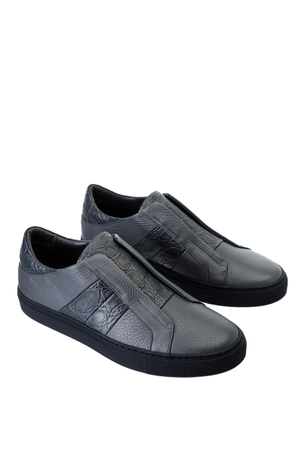 Bontoni crocodile skin sneakers without laces gray 157909 - photo 3