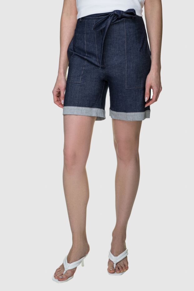 D.Exterior blue cotton and linen shorts for women 157953 - photo 3