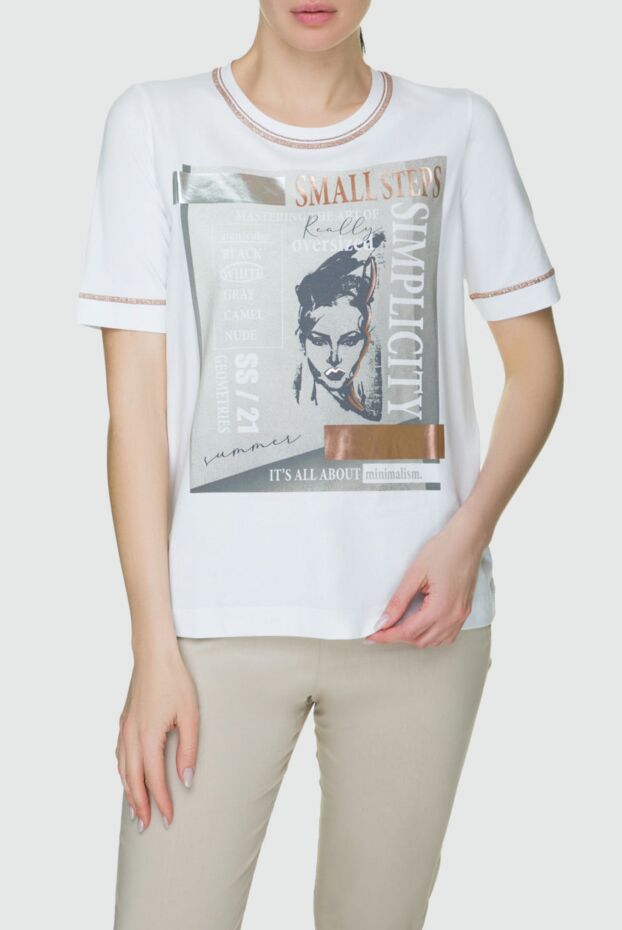 D.Exterior women's white t-shirt with beige print 157977 - photo 3