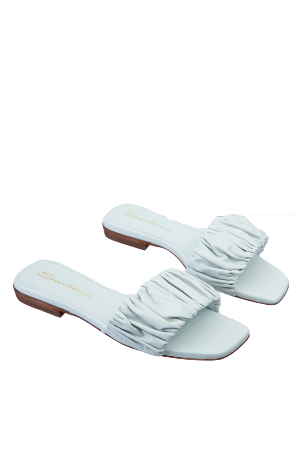 Santoni шльопанці жіночі з фактурною шкірою білі 157991 - фото 3