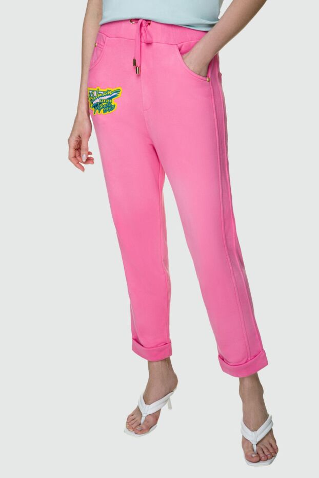 Balmain pink cotton trousers with decorative patch and cuffs 158031 - photo 3