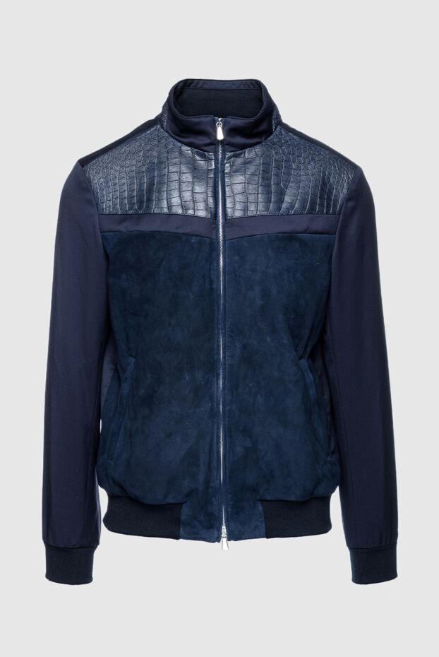Enrico Mandelli man jacket made of wool, genuine leather and crocodile skin blue for men buy with prices and photos 158045 - photo 1