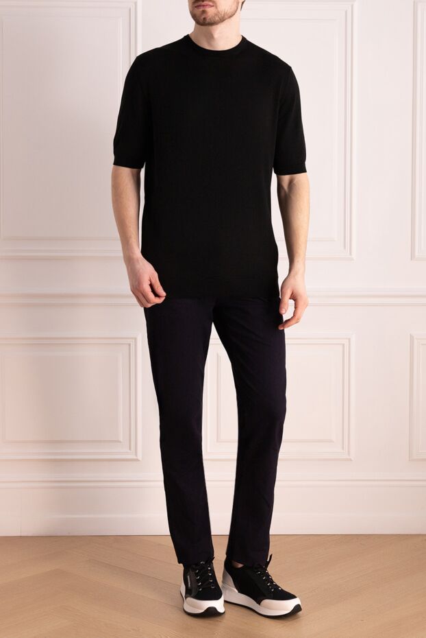 Cesare di Napoli man short sleeve jumper in silk and cotton black for men buy with prices and photos 158052 - photo 2