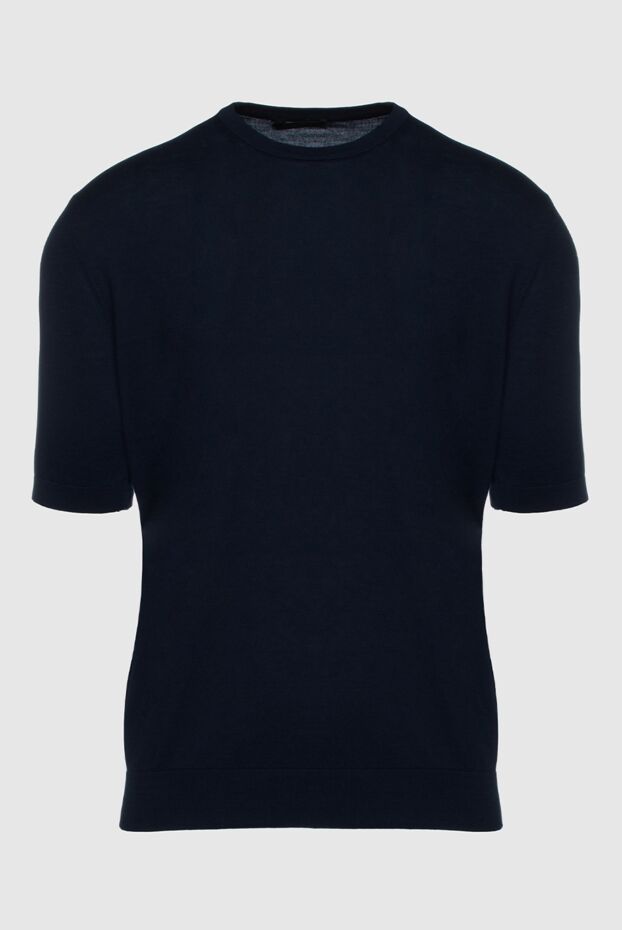 Cesare di Napoli man short sleeve jumper in silk and cotton blue for men buy with prices and photos 158058 - photo 1