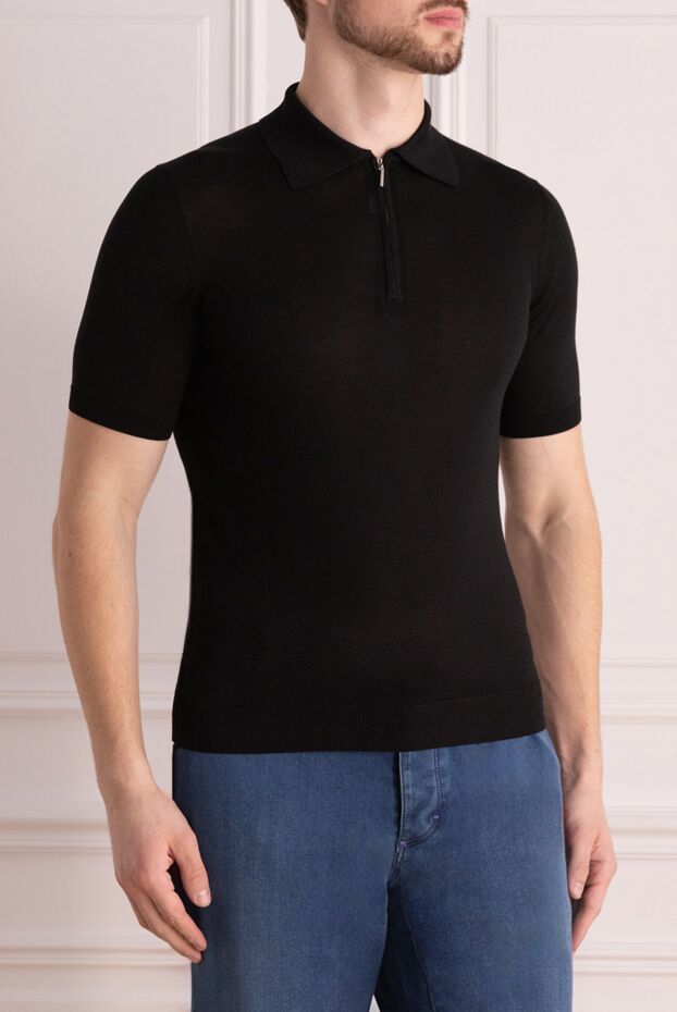 Cesare di Napoli black silk polo for men 158060 - photo 3